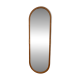 Miroir mural ovale en rotin, miroir du milieu du siècle, miroir Kama en rotin