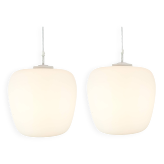 Set Of Two Pendants In Matte Glass By Fog & Mørup