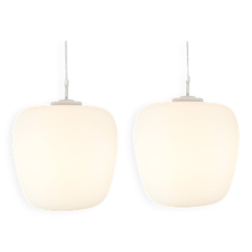 Set Of Two Pendants In Matte Glass By Fog & Mørup