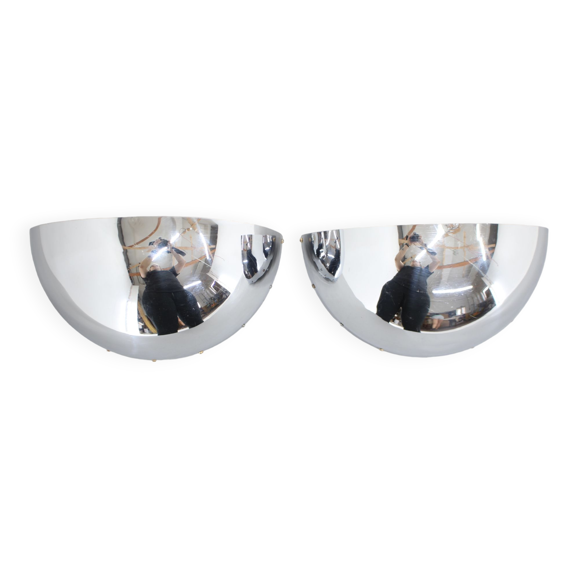 1930s pair of bauhaus chrome plated wall lamps/scones, czechoslovakia