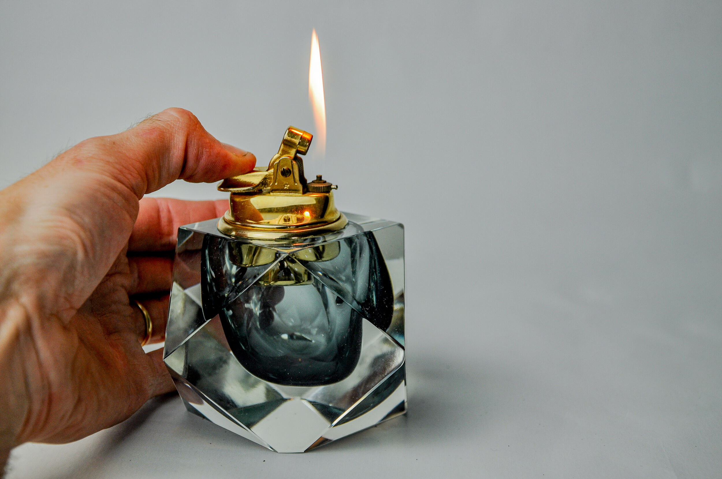Grey Sommerso Lighter by Seguso, Murano, Italy, 1970