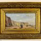 Oil on wood – Beach scene with cliffs – signed SP
