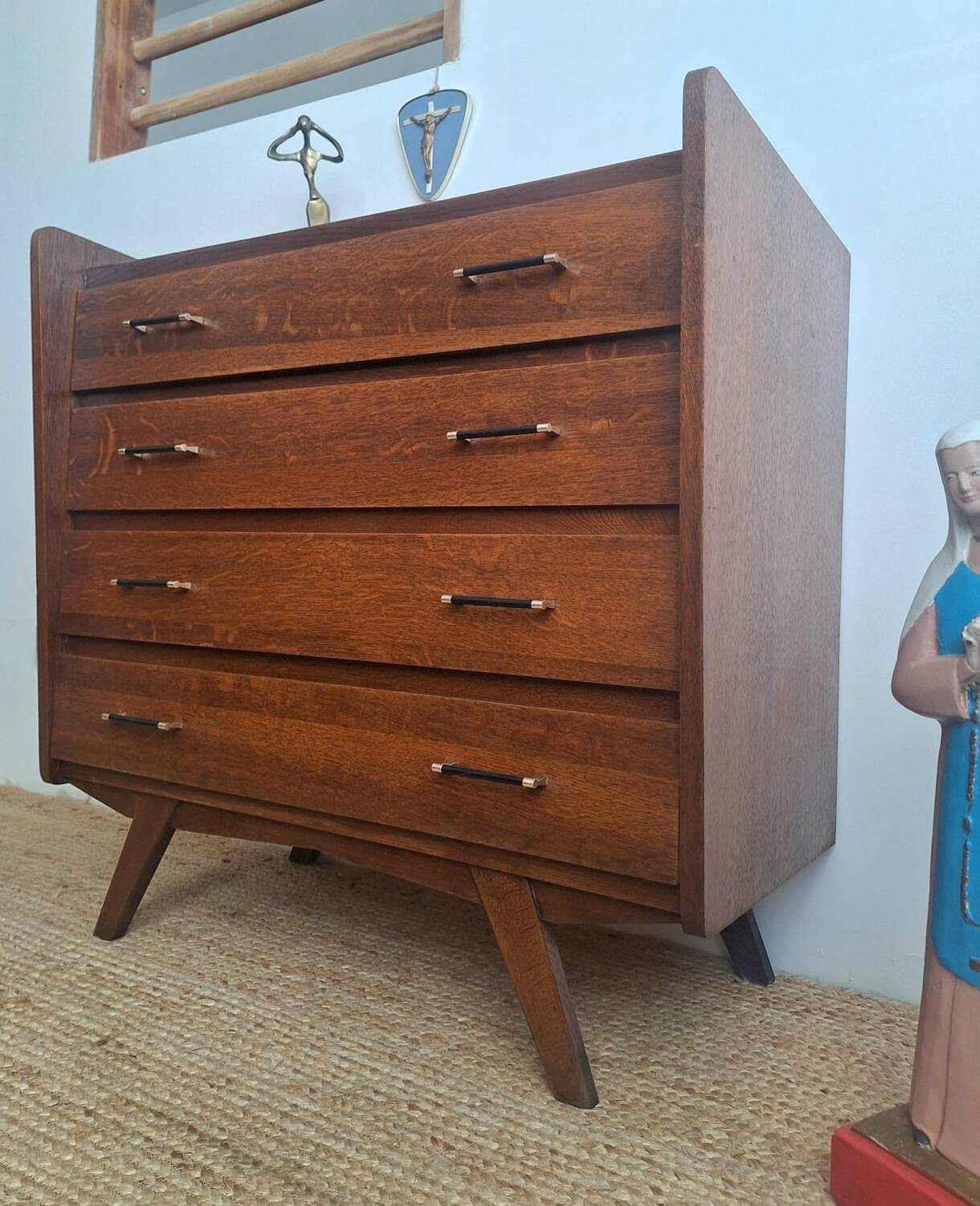 Commode vintage pieds compas, meuble ancien