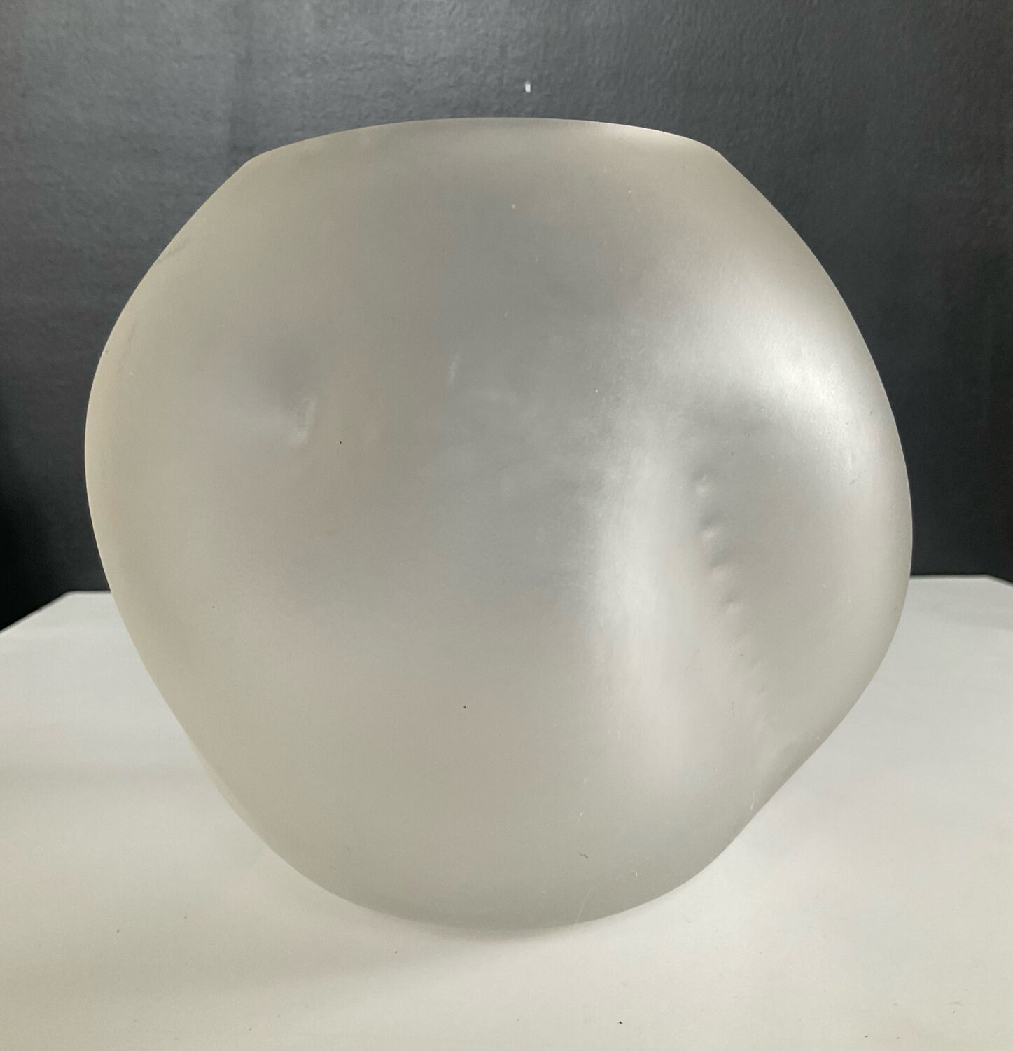 Vintage round irregular frosted glass vase