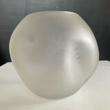 Vintage round irregular frosted glass vase