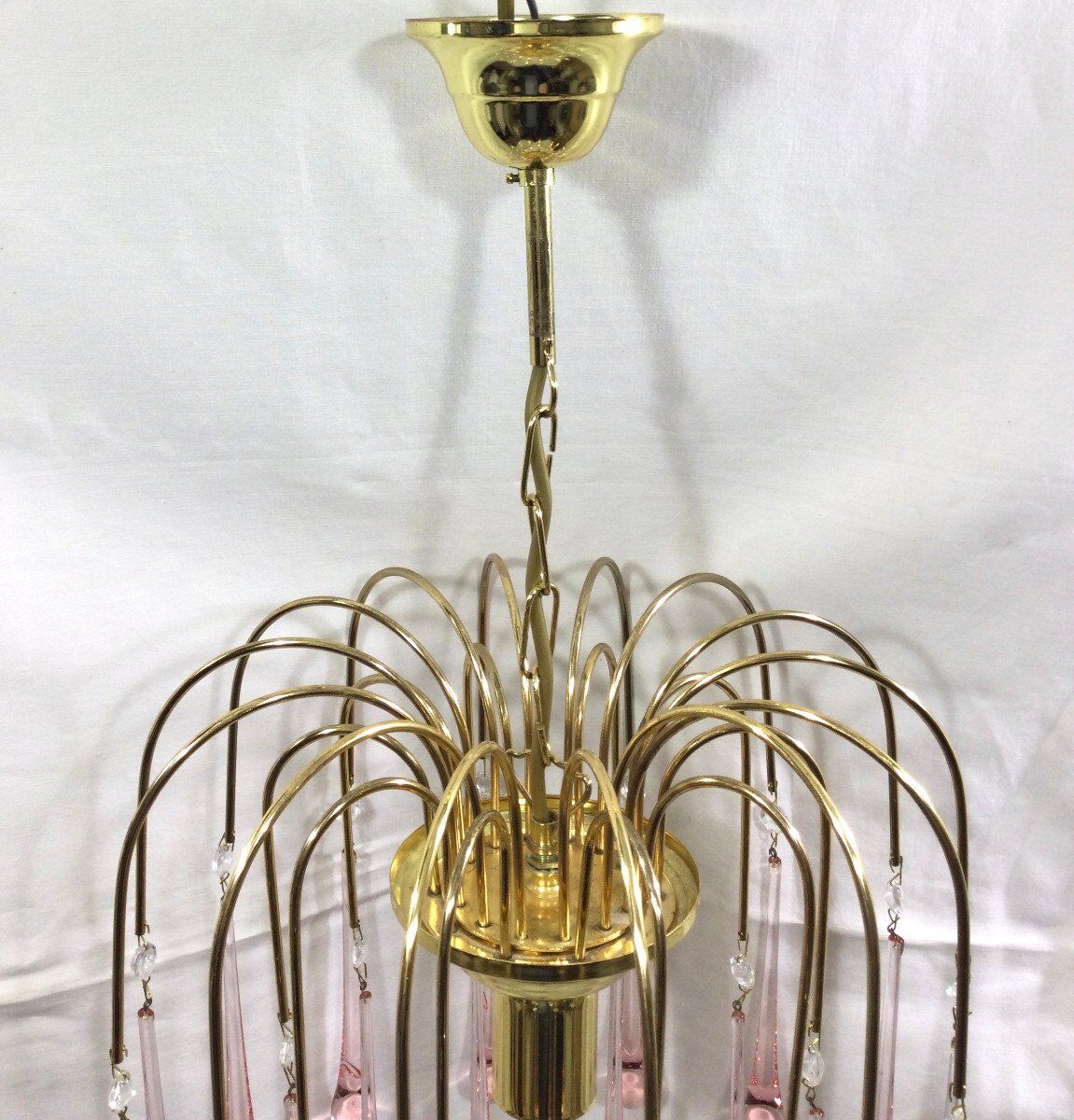 Murano chandelier pink crystal drops