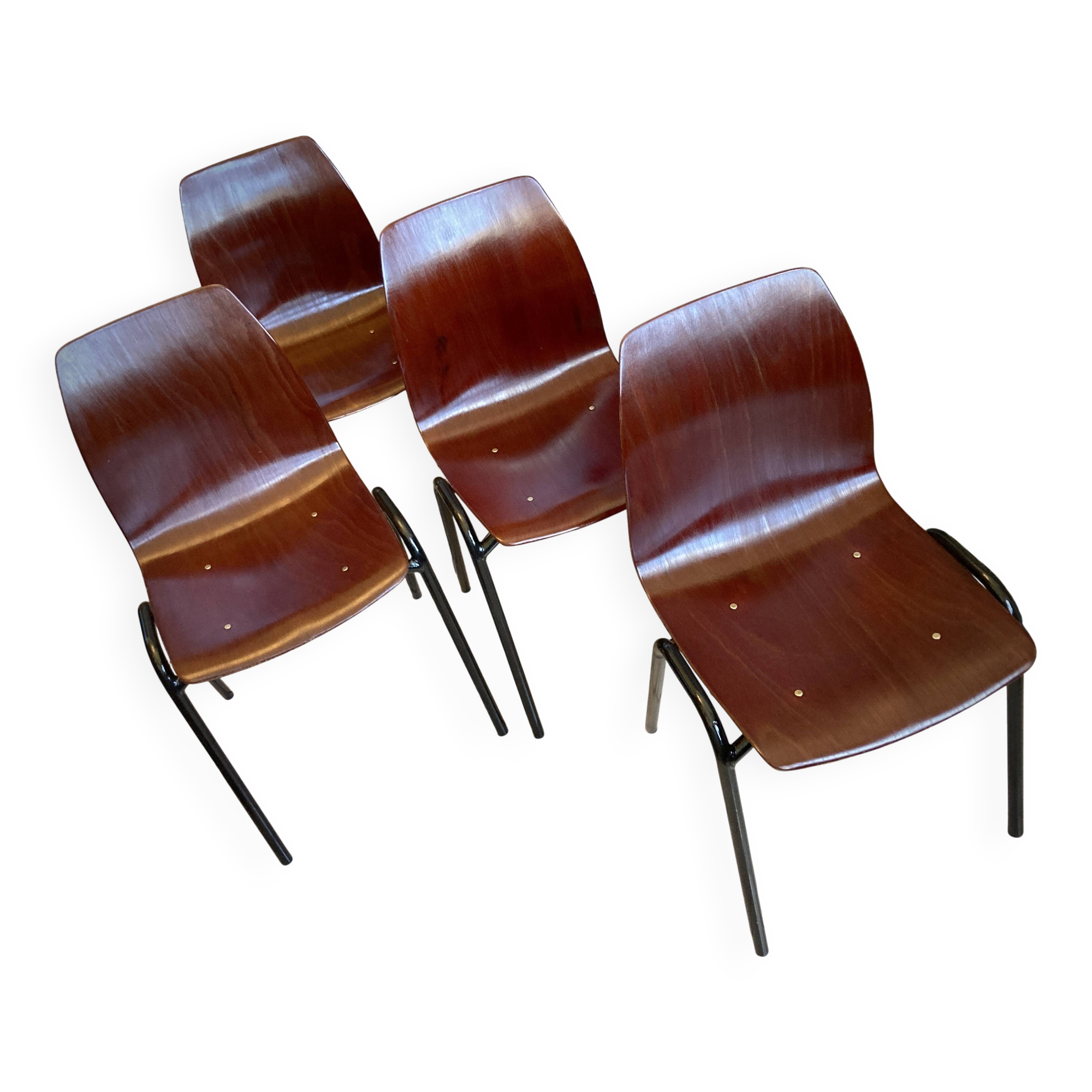 Set of 4 Pagholz Pagwood chairs 1960 – Restoration 2025