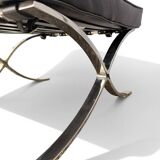 Ottoman Barcelona Original Knoll - Black Leather & Chrome - Design 1929