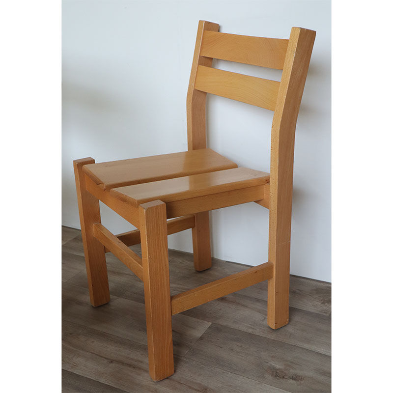 Series of 6 vintage chairs in solid pine 1960