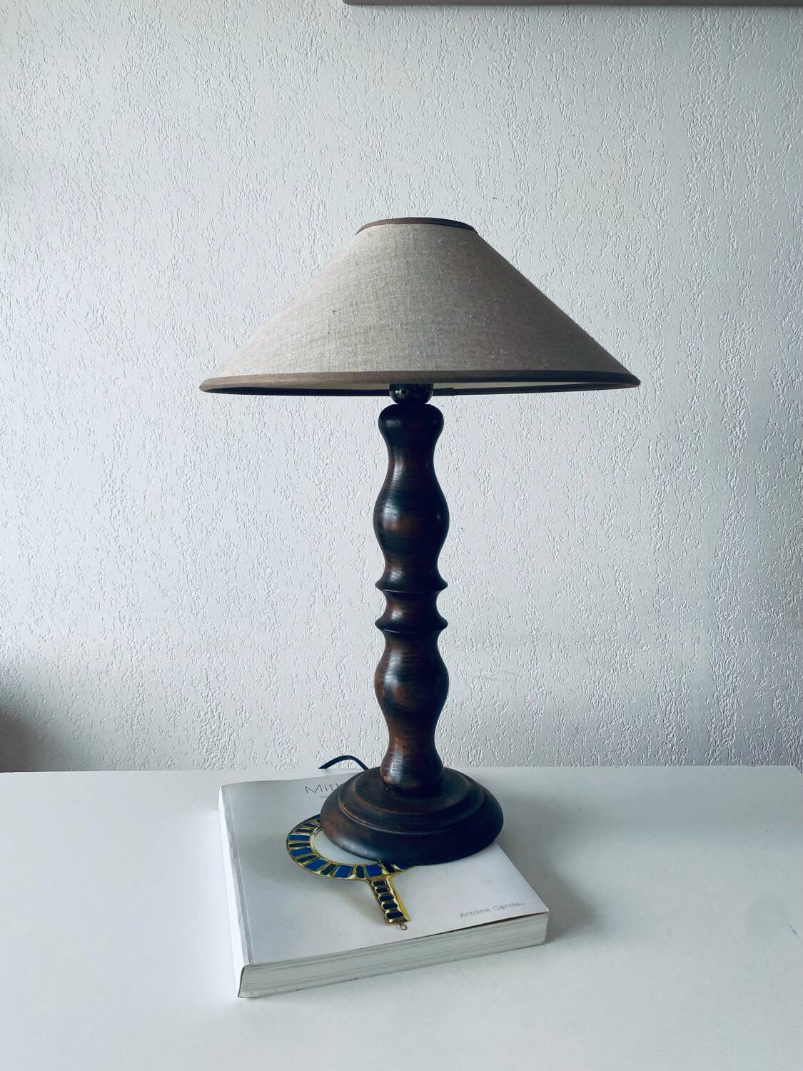 Turned wooden chalet lamp