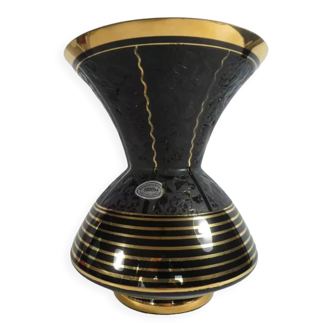 “Véra” collection vase in hyalite glass and Rupel boom gilding by Paul Heller