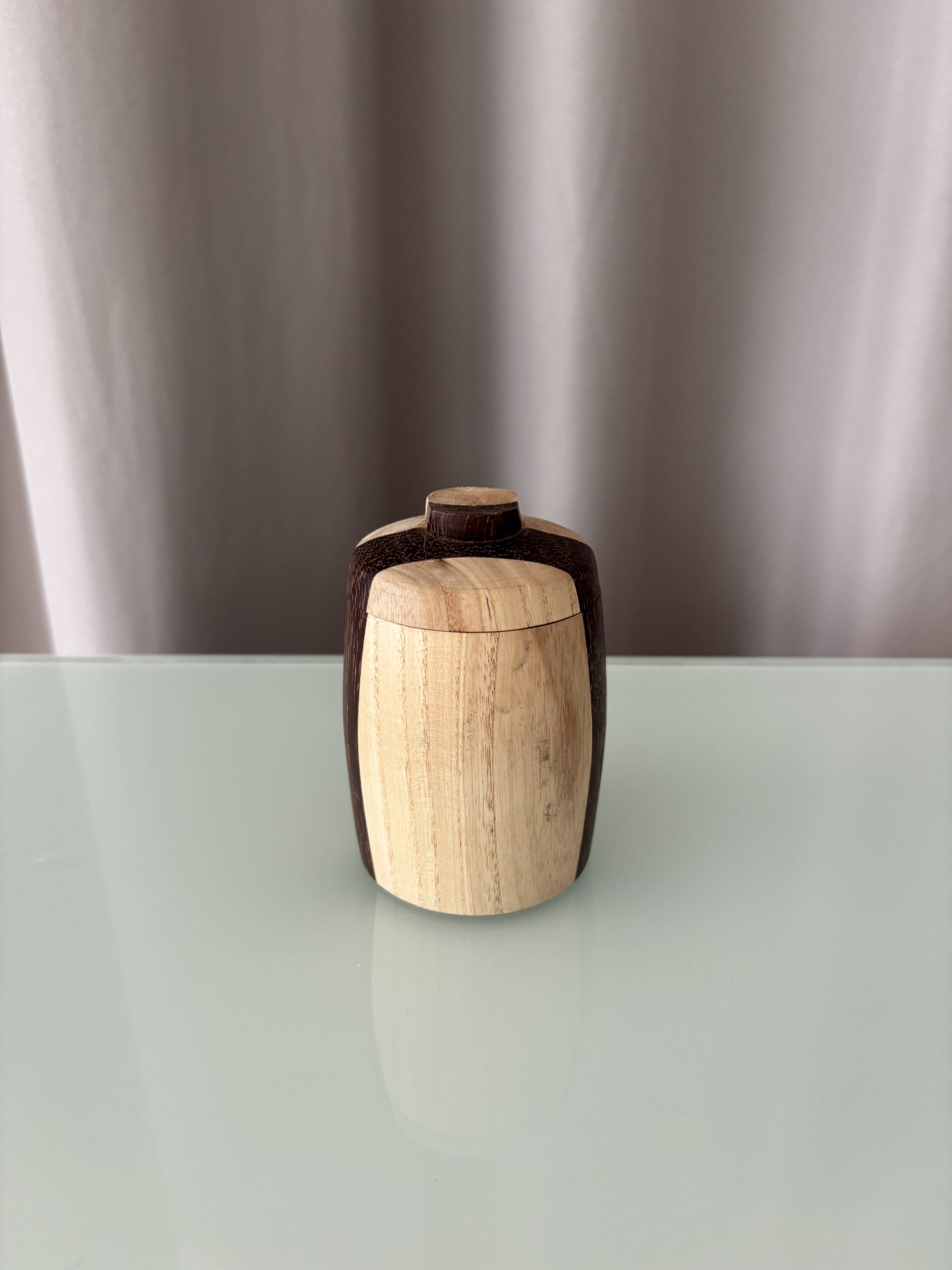 Scandinavian Hand-Turned Wooden Lidded Pot, Denmark, 1970s