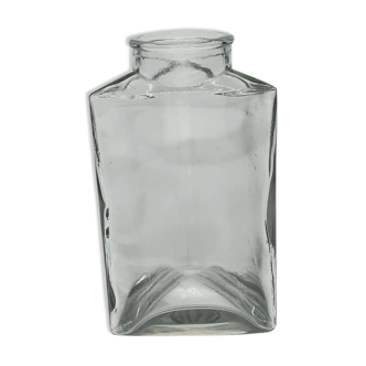 Green glass triangular vase