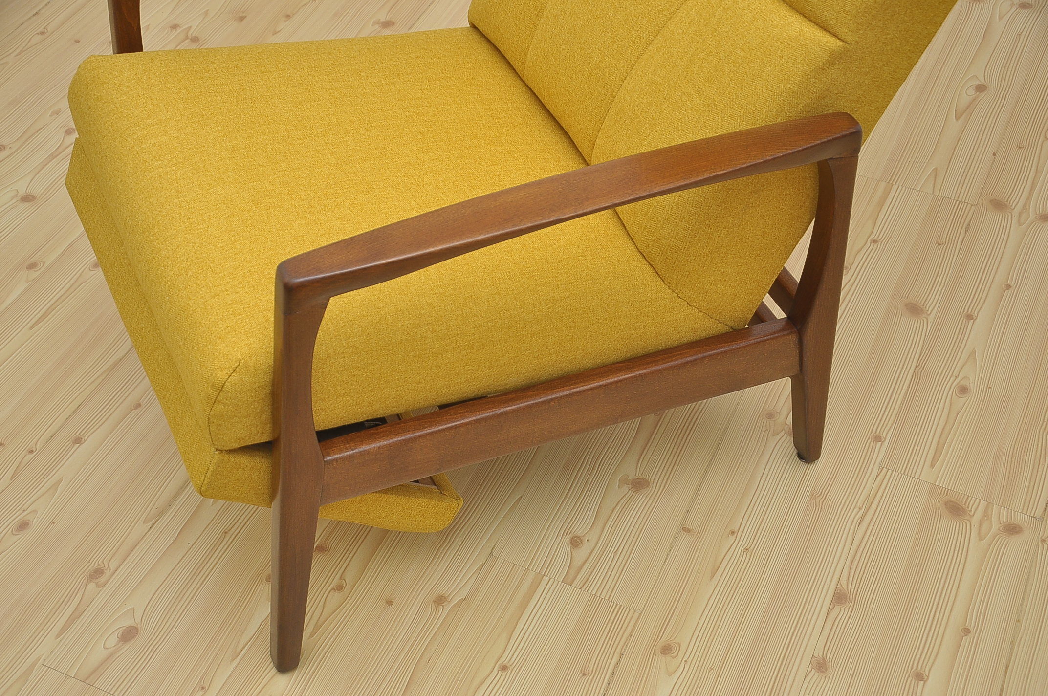 Mid-century armchair with folding footrest, 1960s