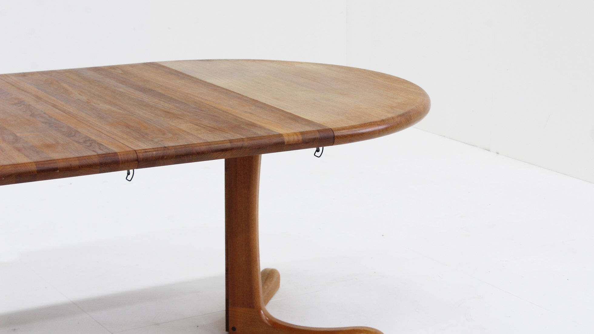 Vintage Danish round extendable dining table solid teak 1960s