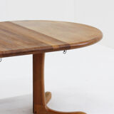 Vintage Danish round extendable dining table solid teak 1960s