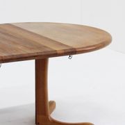 Vintage Danish round extendable dining table solid teak 1960s