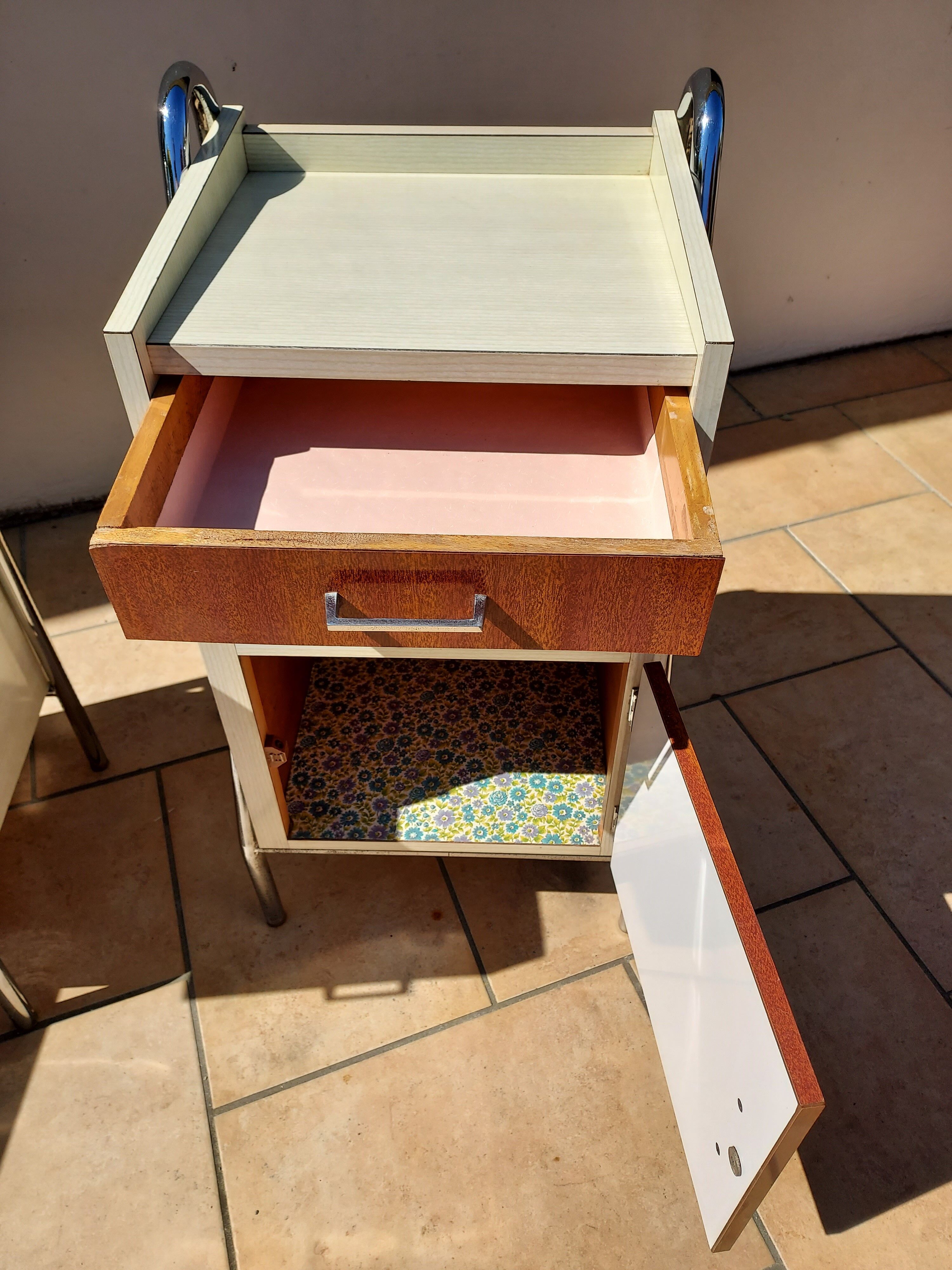 Pair of chrome boarding bedsides