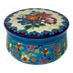 Enamelled faience jewellery box Longwy floral decoration