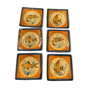6 assiettes plates carrées