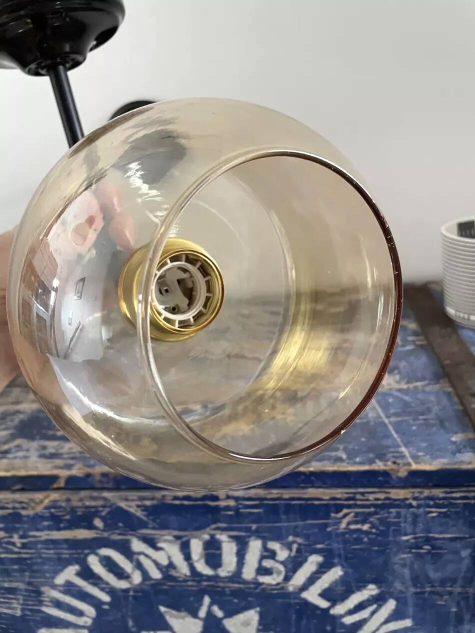 Pair of gold globe wall sconces