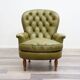 Fauteuil Chesterfield en cuir vert olive