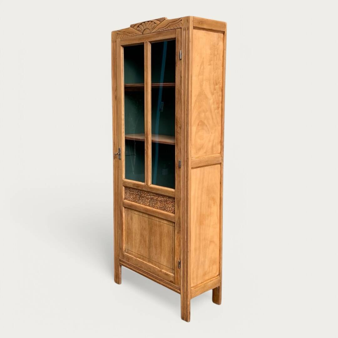 Parisian glass cabinet art deco raw wood
