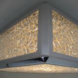 Vintage ceiling lamp with plastic sheets in chomed profiles 46x46 cm
