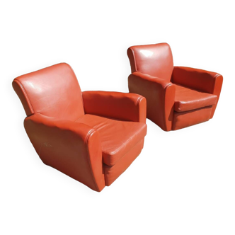 Pair of vintage leather club chairs