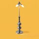 Large vintage floor lamp base in chrome metal and brushed aluminum