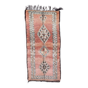 Tapis Marocain Boujad rose et Blue -124 x 248 cm