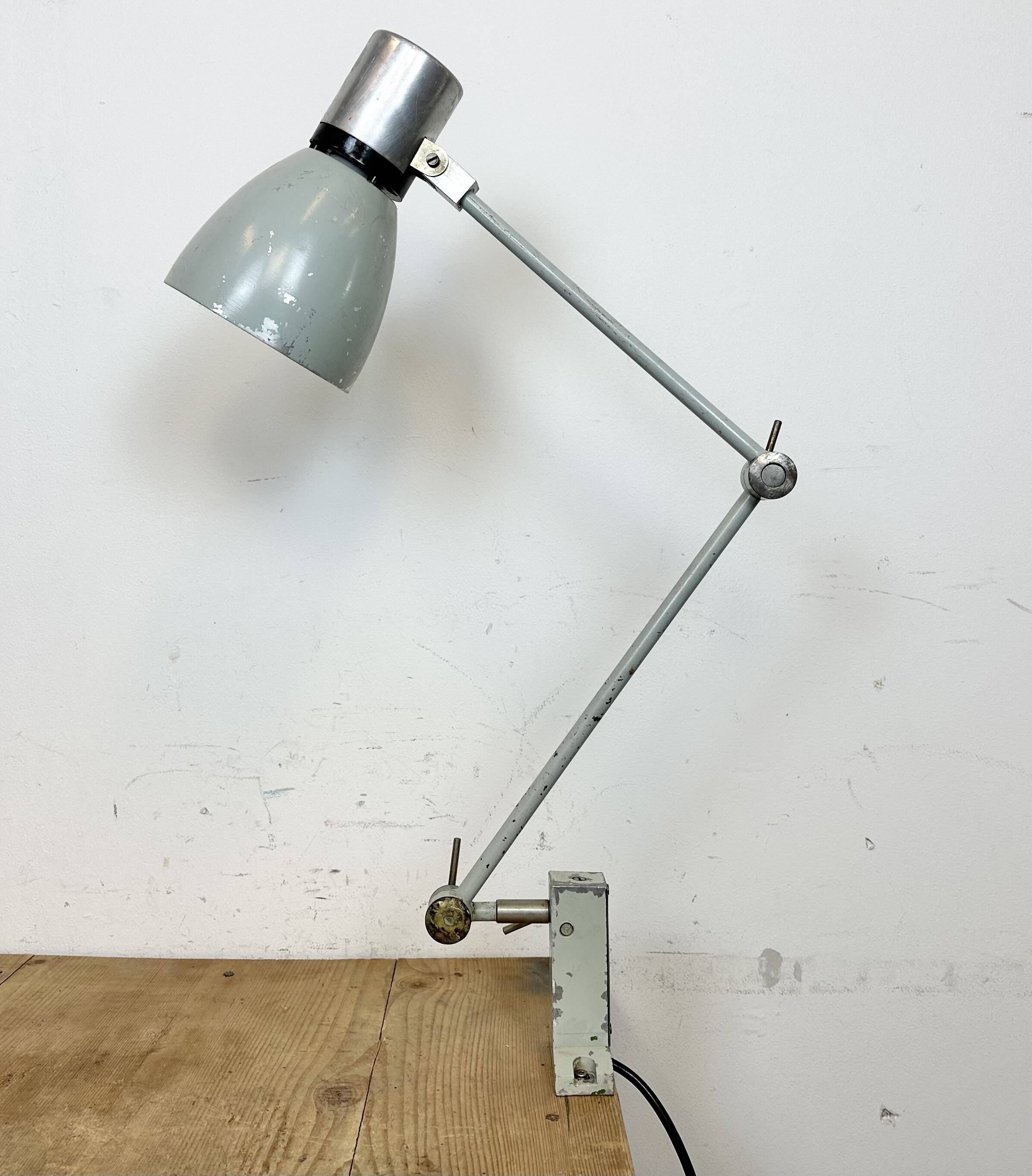 Lampe de Bureau Industrielle Grise d'Elektrosvit, 1970s