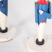 Pair of wooden lamps painted by Suzanne Bonnichon, circa 1940