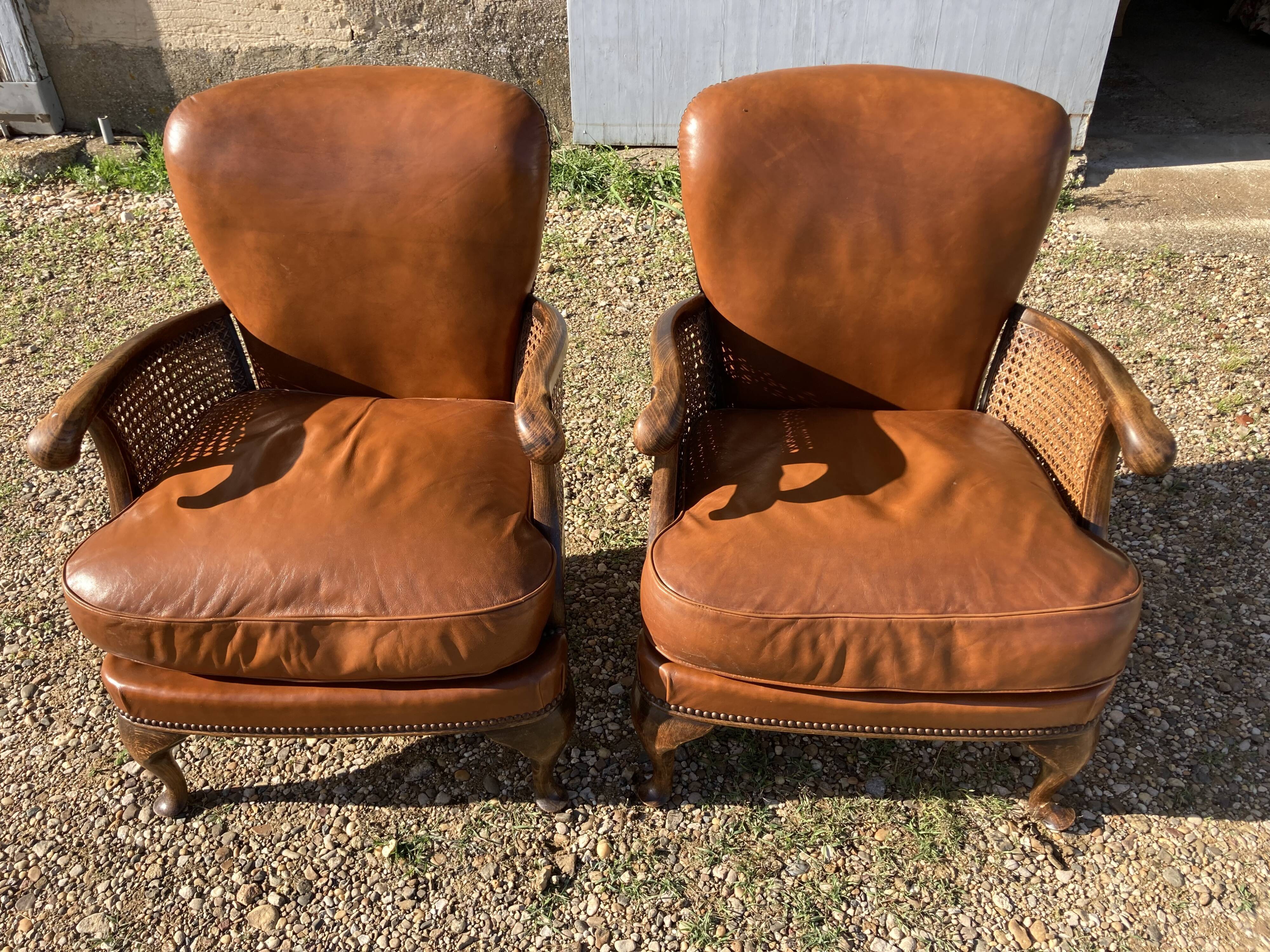 Pair of leather armchairs cannish cheeks