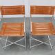 1970s pair of Italian folding chairs with leatherette upholstery