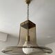 Italian suspension lamp in smoked glass and brass from the 1970s.