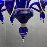 Vintage Blue and White Murano Chandelier, Italy, 1980s