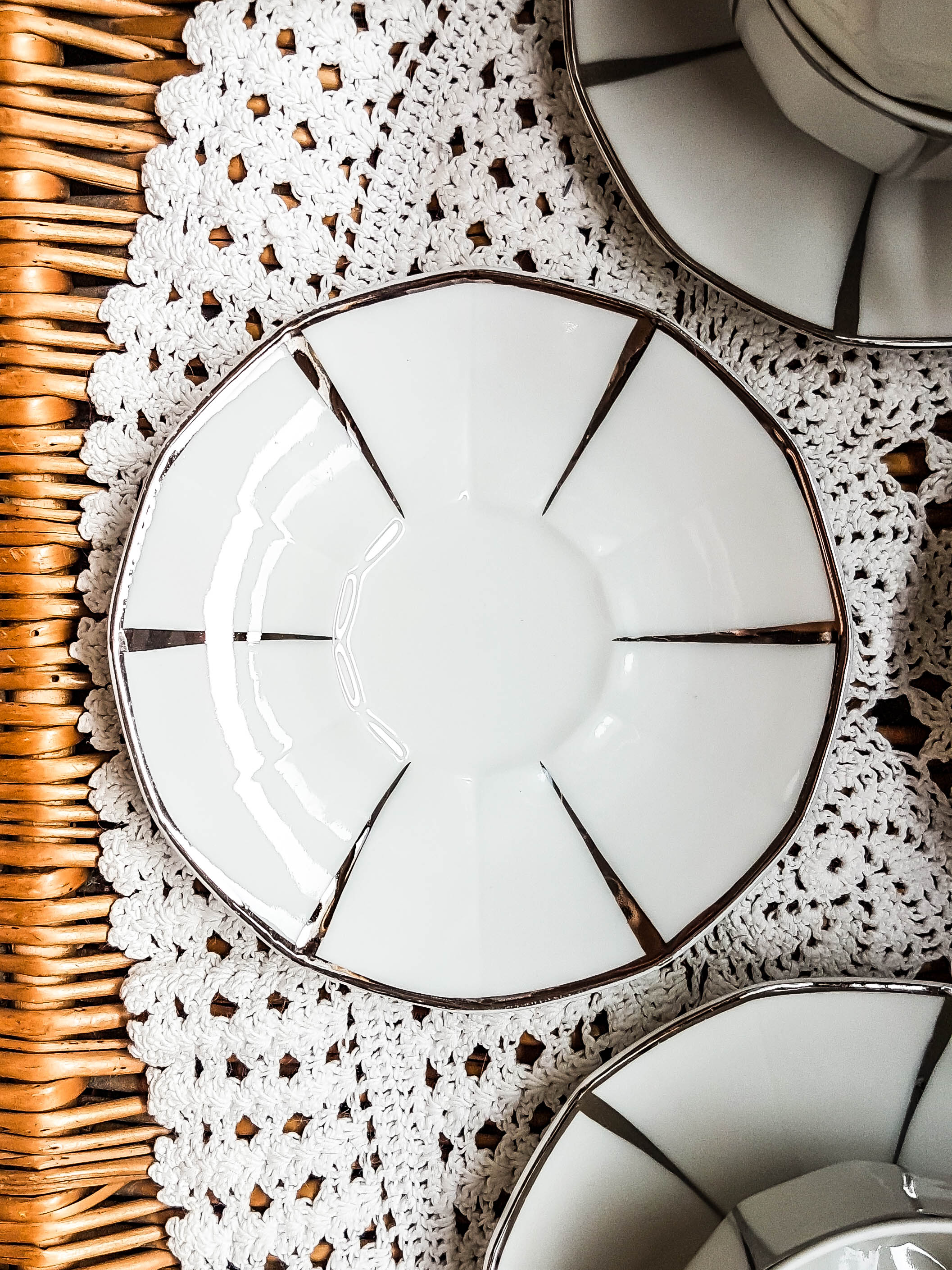 LIMOGES White and Silver Art Deco Style Coffee Service