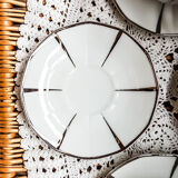 Service à café Limoges style art déco blanc et argent