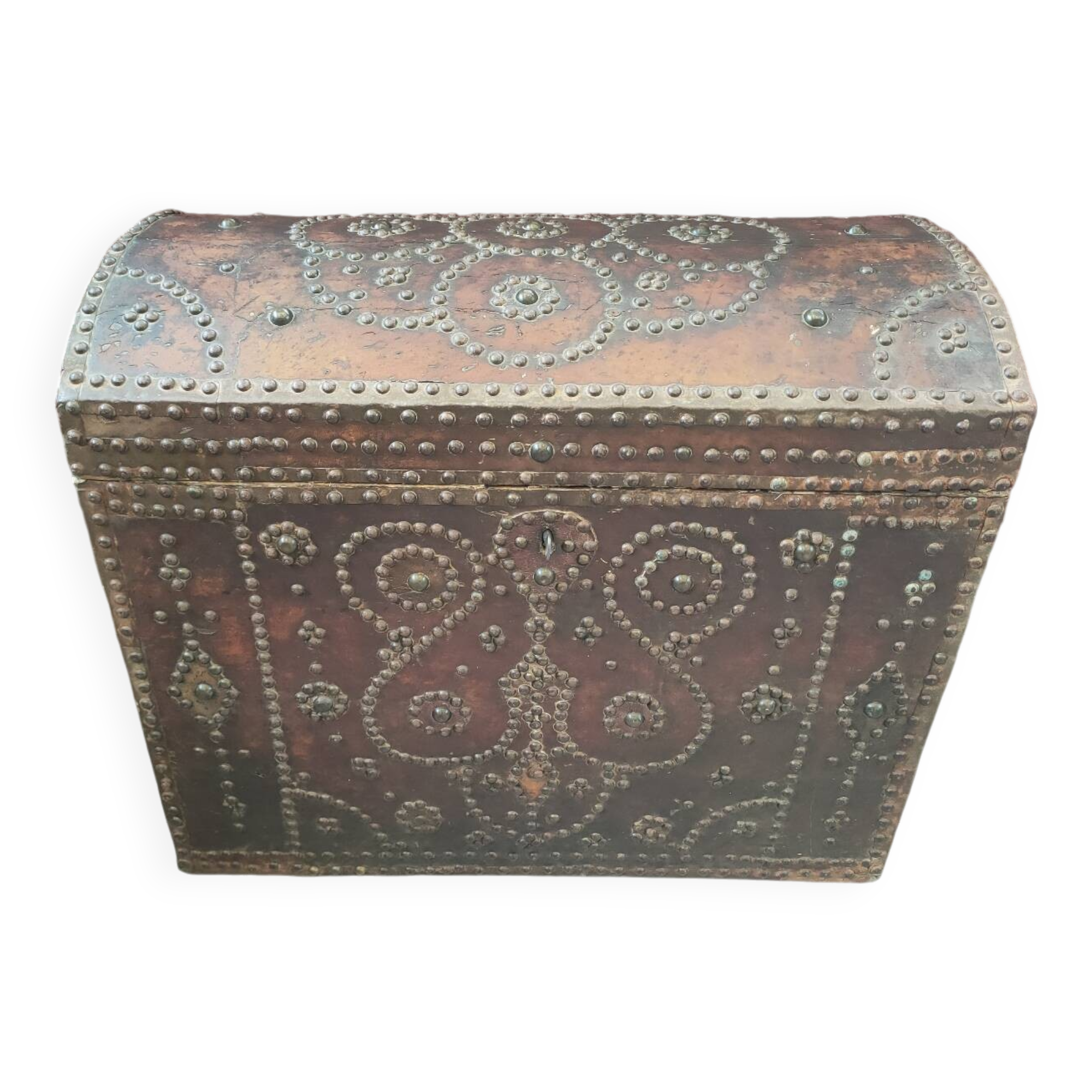 Old wooden and leather chest