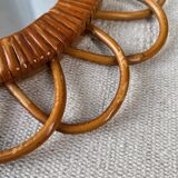 Round vintage wicker mirror