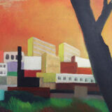 Painting 'Aftenrode' - mid century modern / 70's abstract