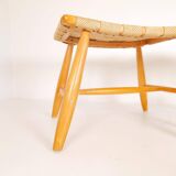 Pair of Swedish stools from the 1960s in lacquered birch, mid-century style.