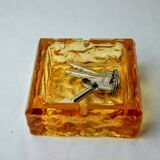 Orange ice cube ashtray by Antonio Imperatore, murano glass, Italy, 1970