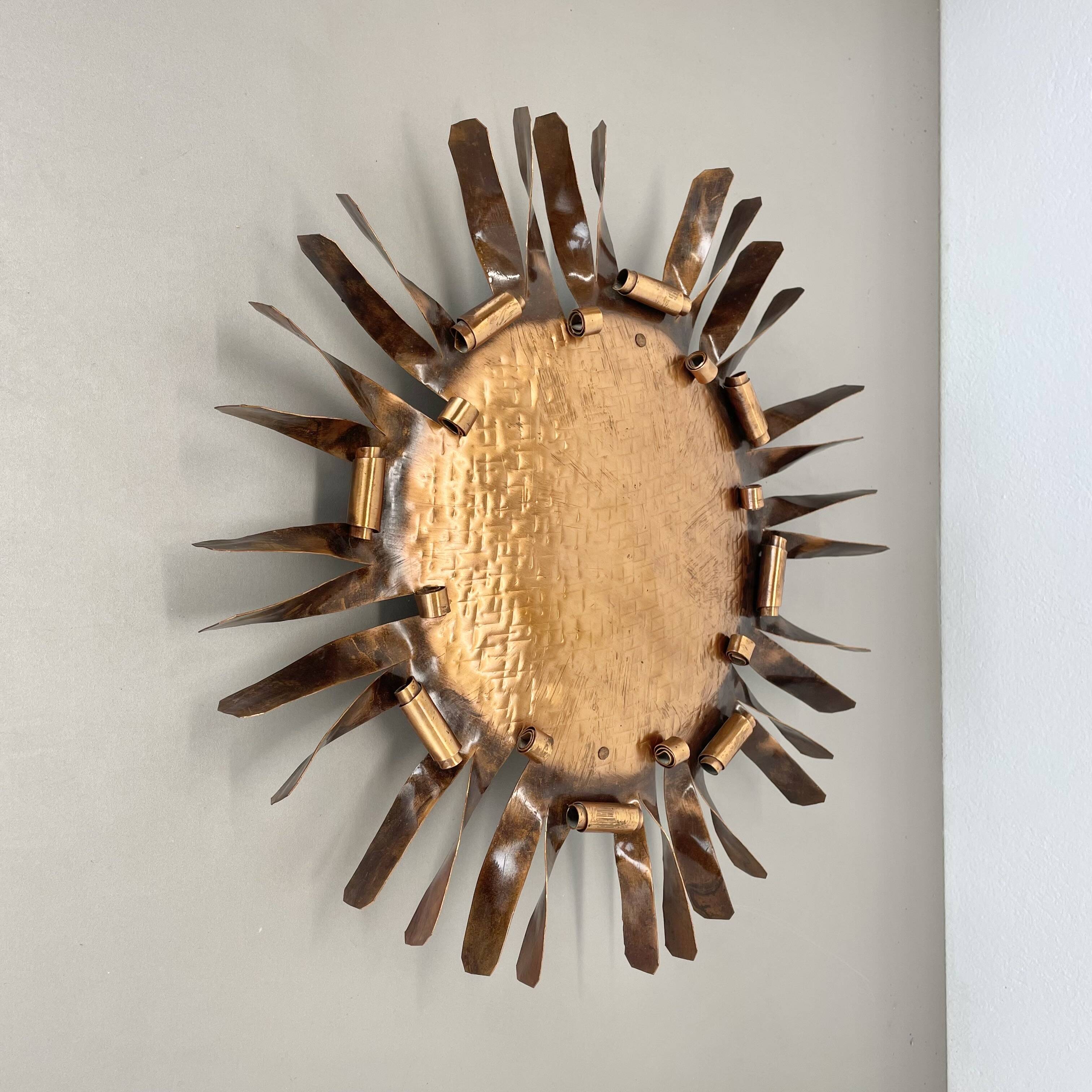 large 50cm solid copper Stilnovo Style Sunburst Theatre Wall Light , Italy
