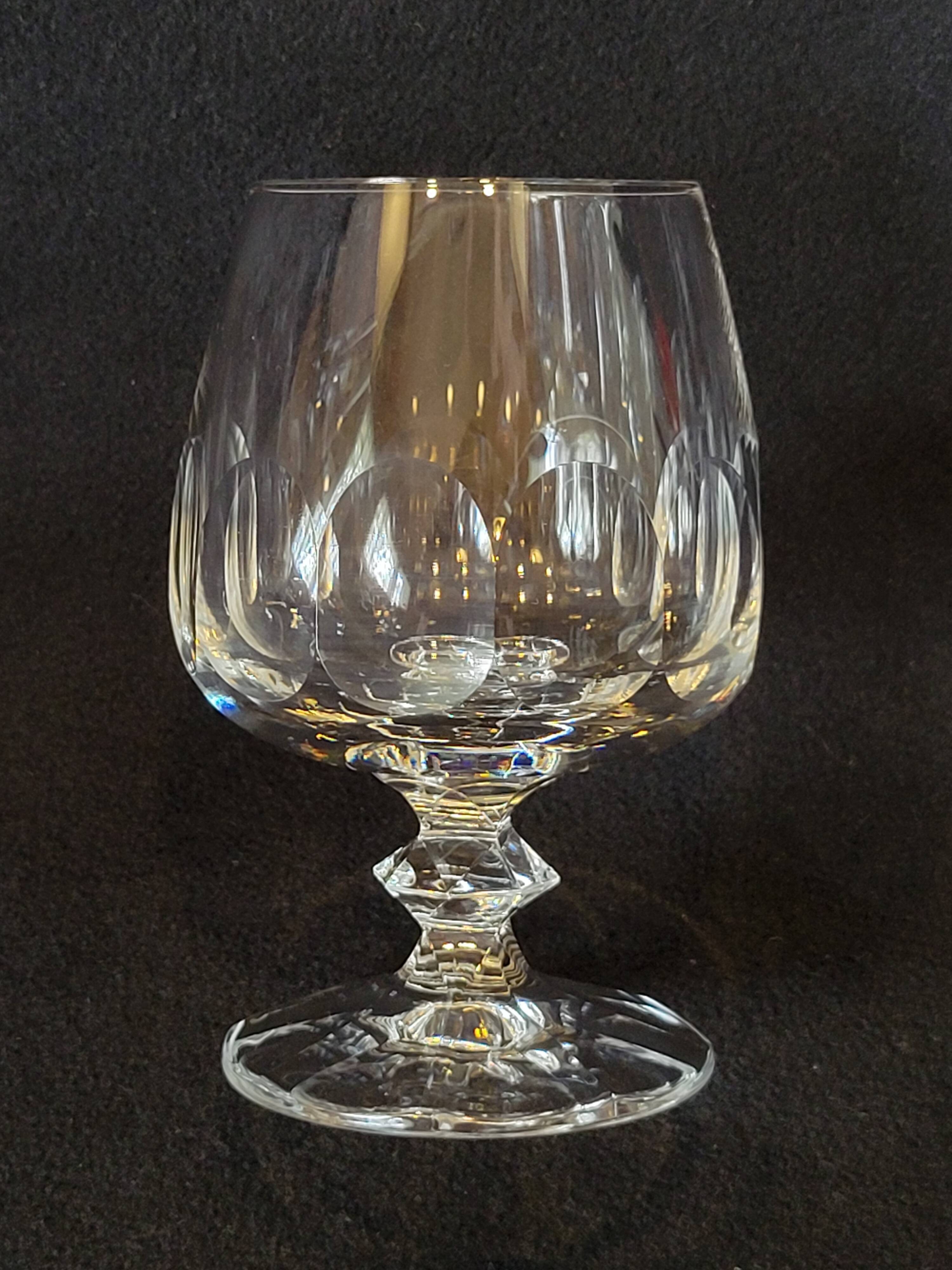 6 cognac glasses in flat cut crystal