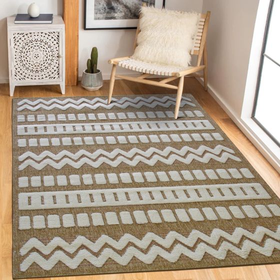 Contemporary geometric beige jute rug 120x160 cm