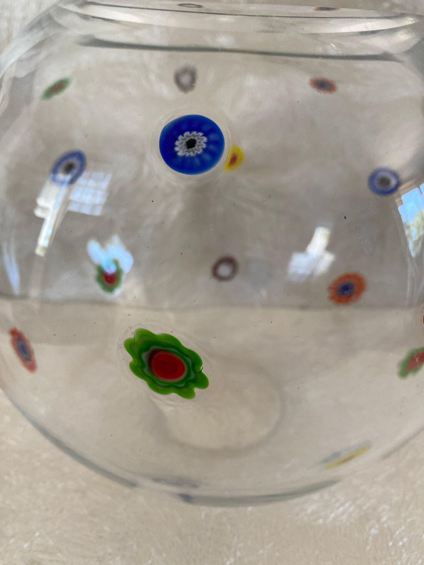 Art glass round vase, Millefiori technique (Murano style)
