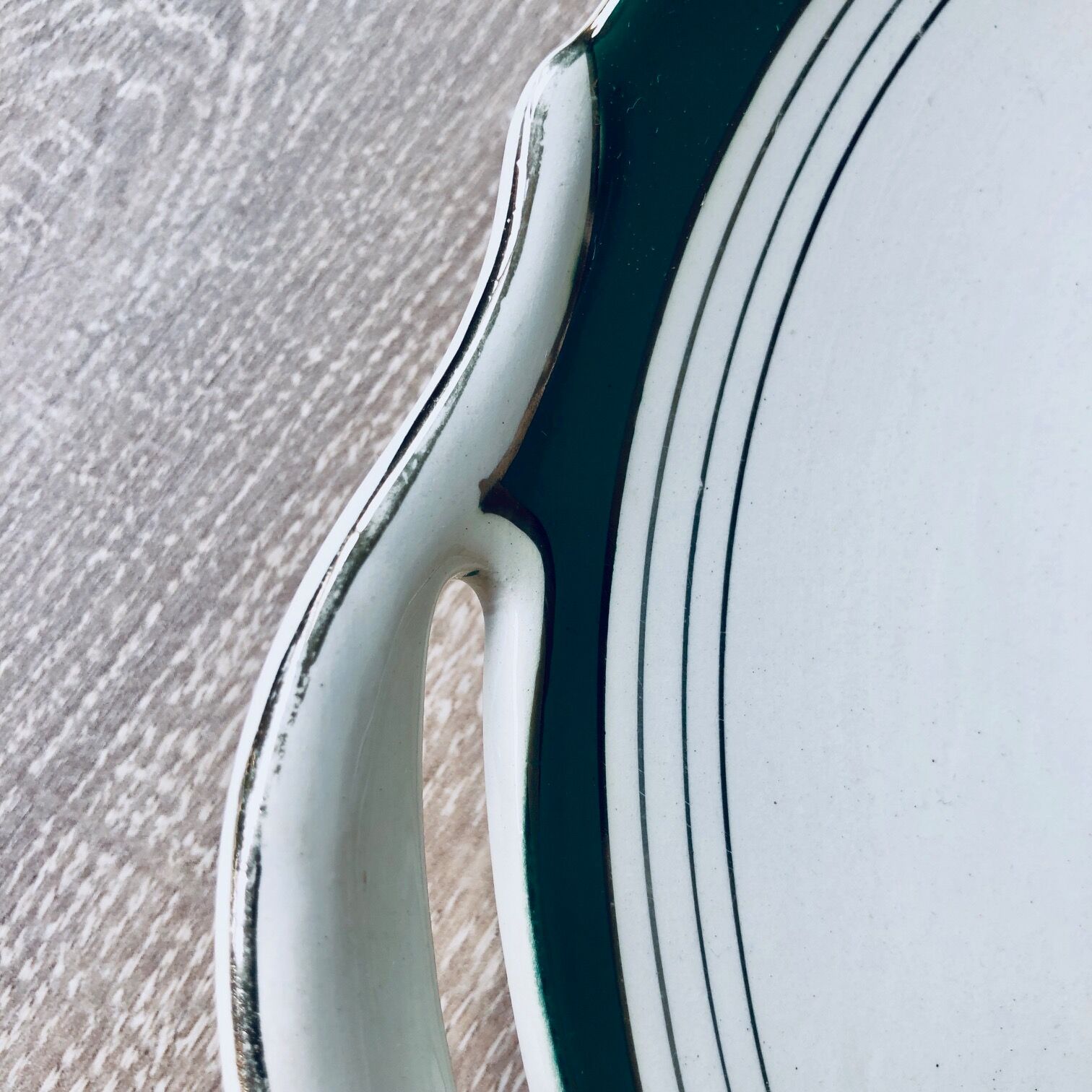 Digoin Sarreguemines green and white dessert service