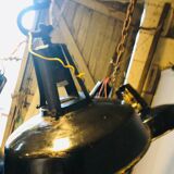 Black and white industrial hanging lamp
